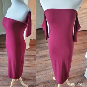 Shoulder less burgundy dress